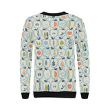 apples leaves pattern Women's Crew Neck Sweatshirt