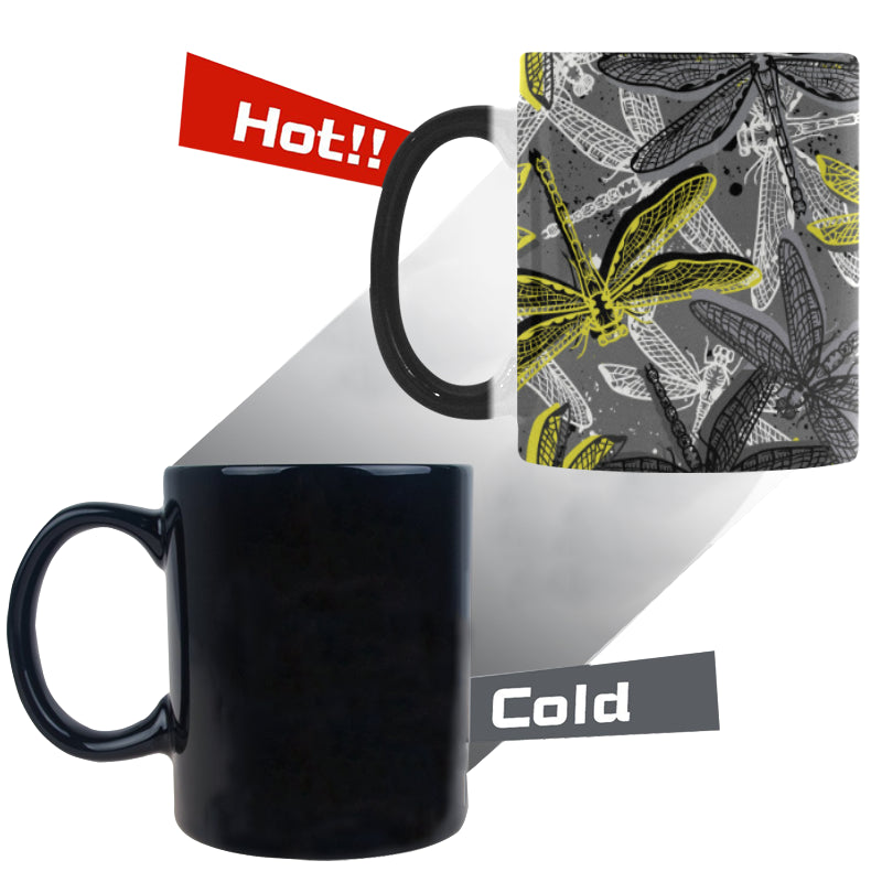 Hand drawn dragonfly pattern Morphing Mug Heat Changing Mug