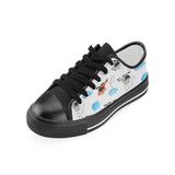 Watercolor helicopter cloud pattern Women's Low Top Canvas Shoes Black