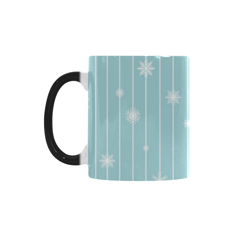 Snowflake pattern blue stripe background Morphing Mug Heat Changing Mug