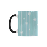 Snowflake pattern blue stripe background Morphing Mug Heat Changing Mug