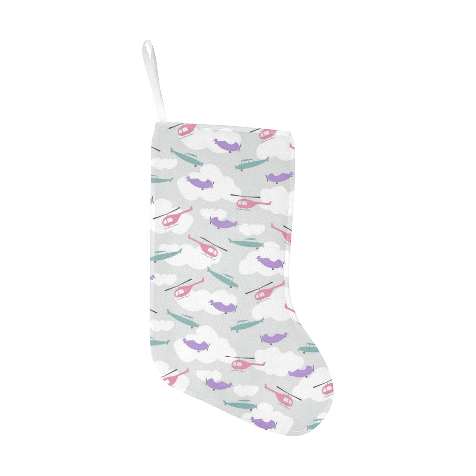 Helicopter plane pattern Christmas Stocking