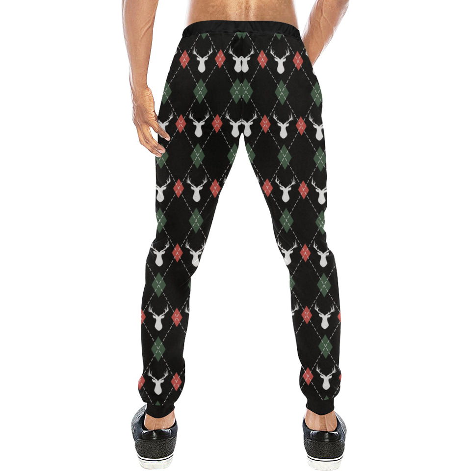 Deer Christmas new year pattern argyle Unisex Casual Sweatpants
