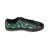 Lime ice flower pattern Men's Low Top Canvas Shoes Black