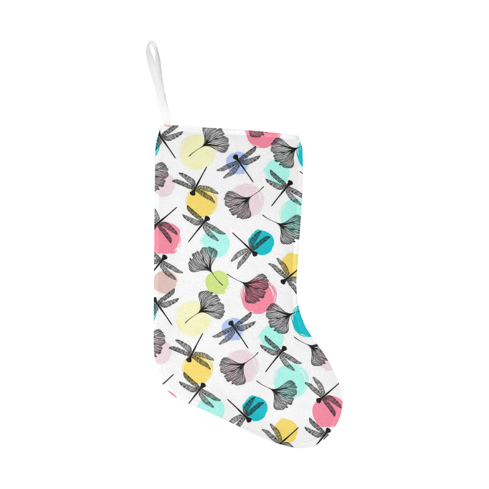 Dragonflies ginkgo leaves pattern Christmas Stocking