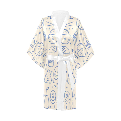 Cute sushi icon pattern Women's Short Kimono Robe