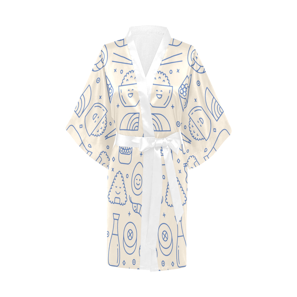 Cute sushi icon pattern Women's Short Kimono Robe