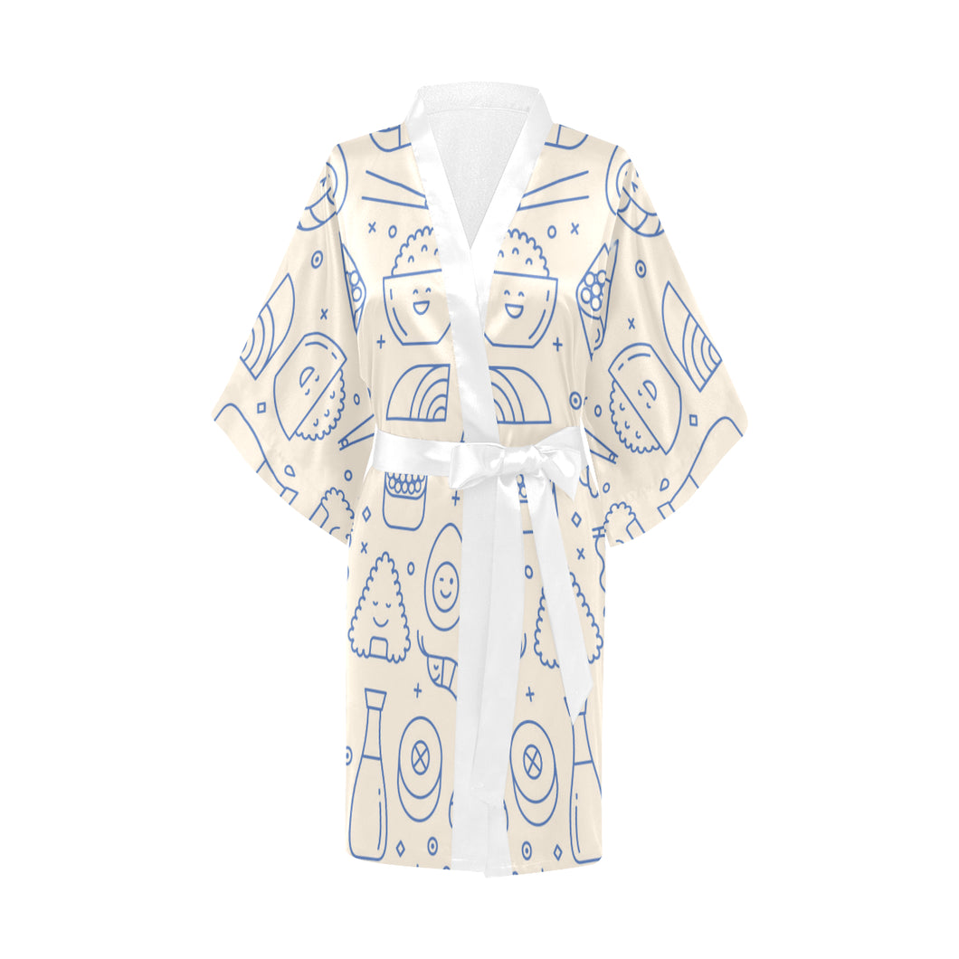 Cute sushi icon pattern Women's Short Kimono Robe