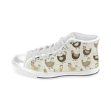 Cute rooster chicken cock Men's High Top Canvas Shoes White