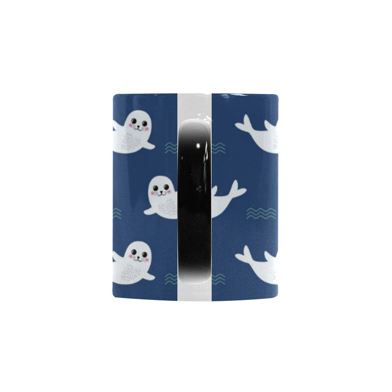 Cute white baby sea lion seal pattern Morphing Mug Heat Changing Mug