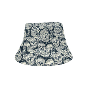 Sugar skull black white pattern Unisex Bucket Hat