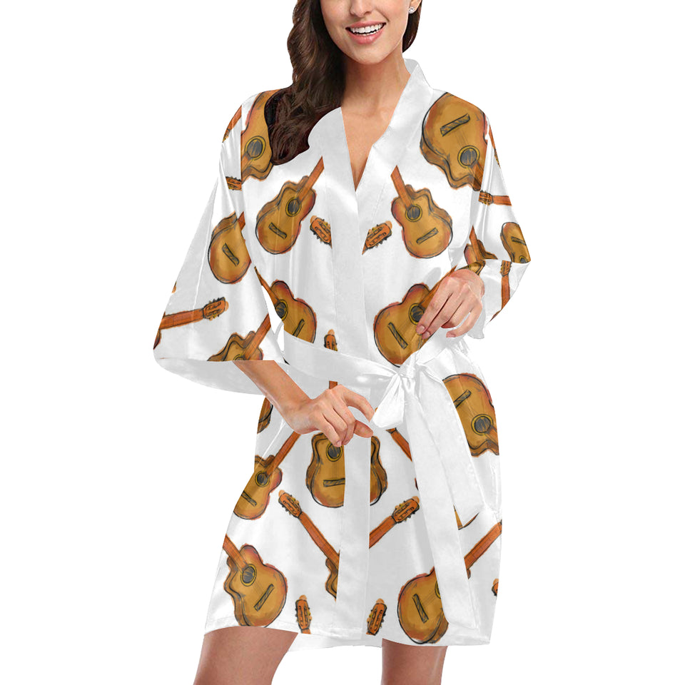 Paint Guitar Pattern Women's Short Kimono Robe