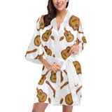 Paint Guitar Pattern Women's Short Kimono Robe