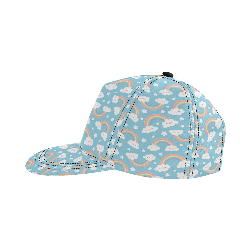 Cute rainbow clound star pattern blue background All Over Print Snapback Cap