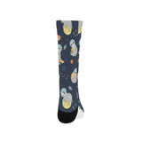 Cute sloth astronaut star planet rocket pattern Crew Socks