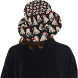 Christmas Pugs Santa_s red cap pattern Unisex Bucket Hat