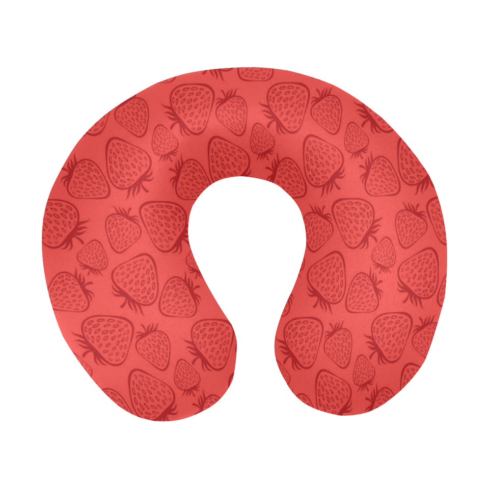 strawberry pattern red background U-Shaped Travel Neck Pillow