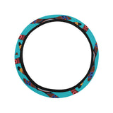 Boomerang Australian aboriginal ornament blue back Car Steering Wheel Cover