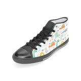 Cute funny kids dinosaurs pattern Women's High Top Canvas Shoes Black