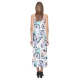 Butterfly pattern V-Neck Open Fork Long Dress