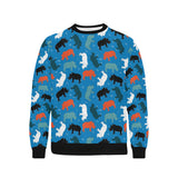 Colorful rhino pattern Men's Crew Neck Sweatshirt