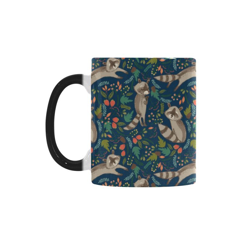 Raccoon tropical leaves pattern Morphing Mug Heat Changing Mug