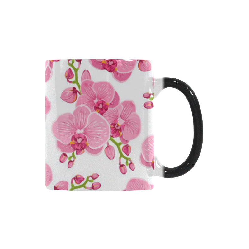 pink purple orchid pattern background Morphing Mug Heat Changing Mug