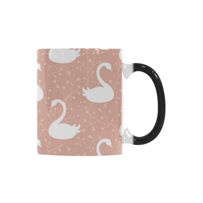 Swan flower light pink background Morphing Mug Heat Changing Mug