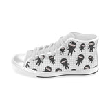 Ninja pattern plaid background Men's High Top Canvas Shoes White