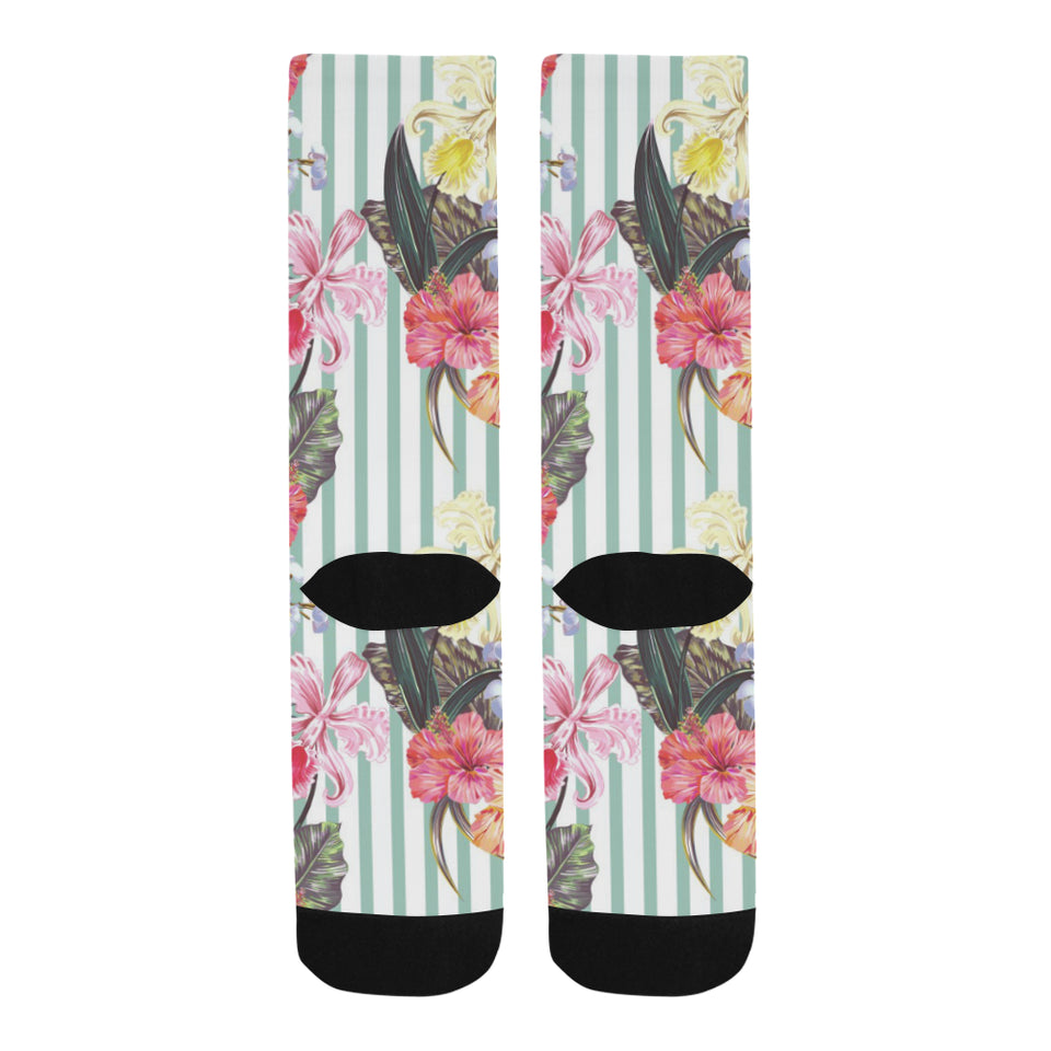 Colorful orchid flower pattern Crew Socks