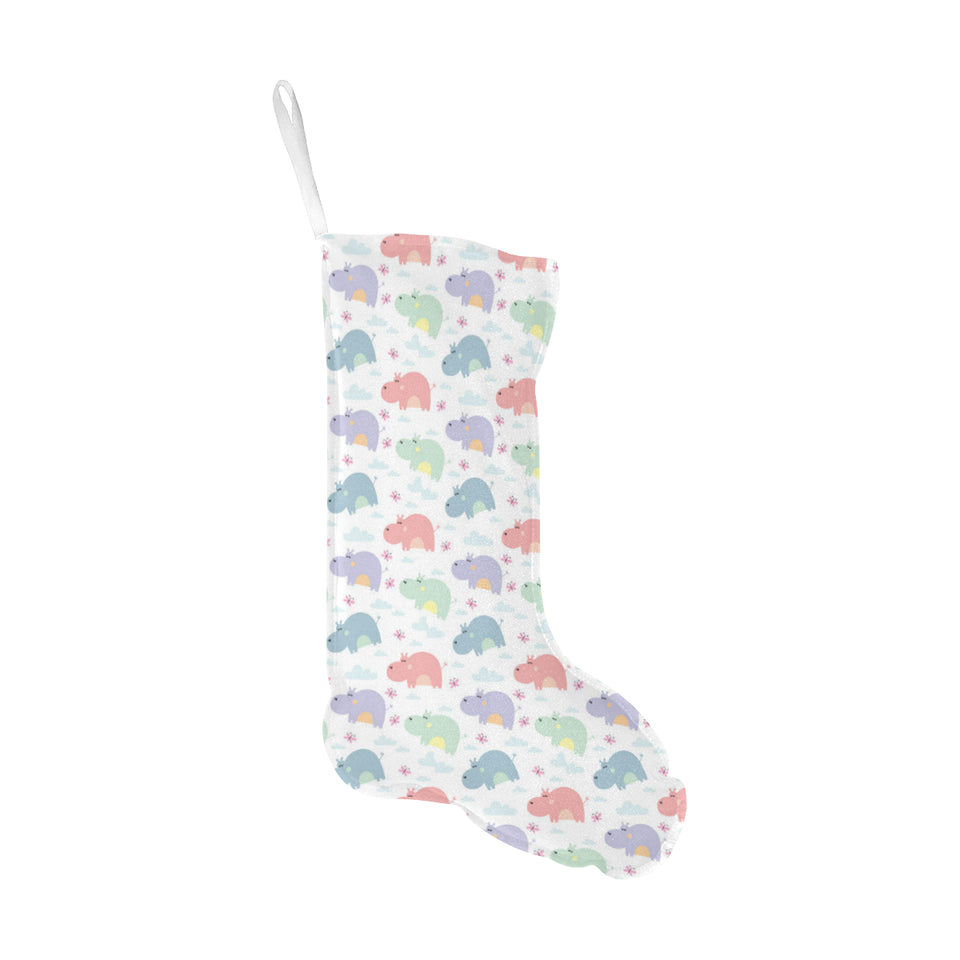 Hippopotamus Pattern Print Design 03 Christmas Stocking
