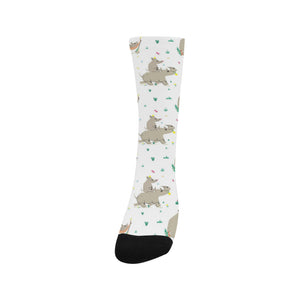 Cute Rhino pattern background Crew Socks