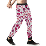 pink sketch tulip pattern Unisex Casual Sweatpants