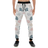 Black Gray Cream coral ginkgo leaves pattern Unisex Casual Sweatpants