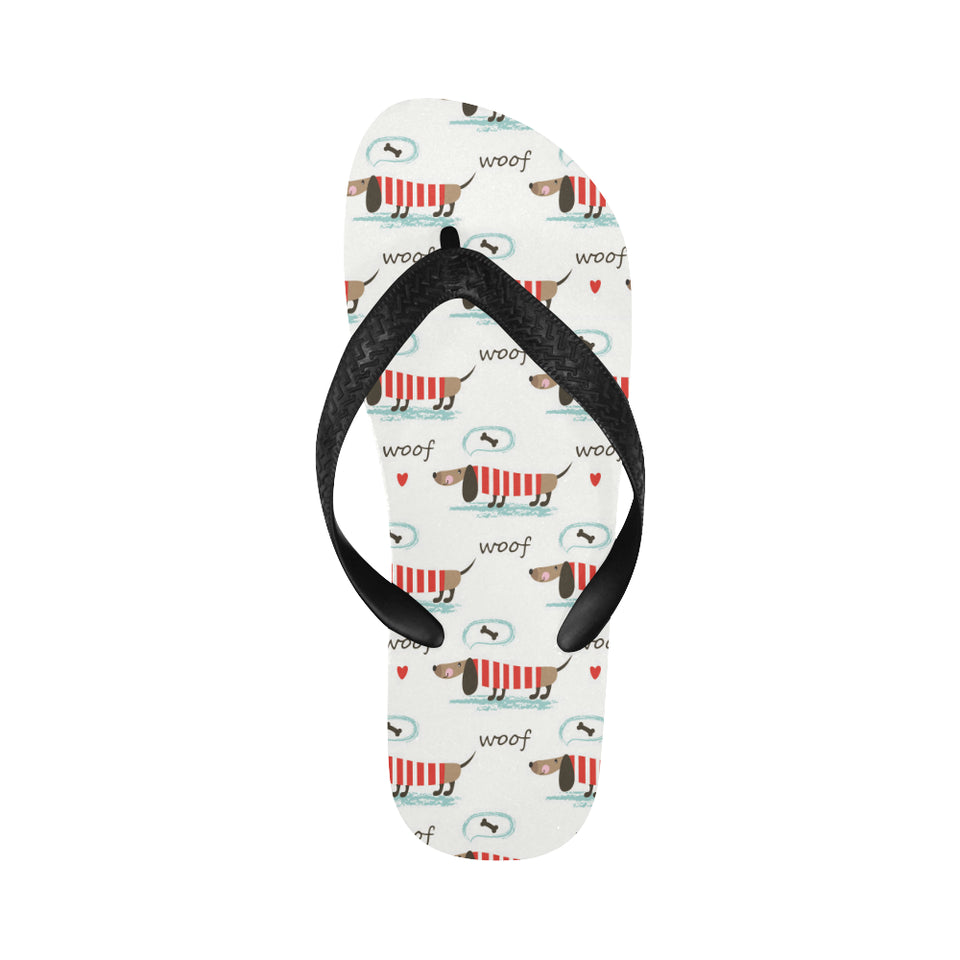 Cute dachshund bone pattern Unisex Flip Flops