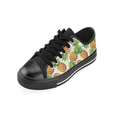 Pineapples design pattern Men's Low Top Canvas Shoes Black