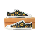 sunflower golden polygonal shapes Women's Low Top Canvas Shoes White