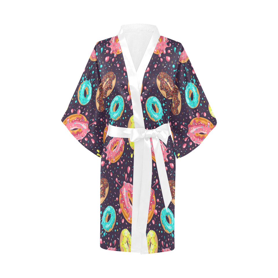 Colorful donut glaze pattern Women's Short Kimono Robe
