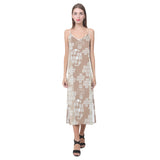 Beautiful hexagon japanese  pattern V-Neck Open Fork Long Dress