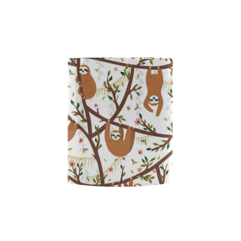 Sloths hanging on the tree pattern Morphing Mug Heat Changing Mug