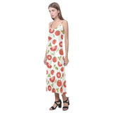 Tomato pattern V-Neck Open Fork Long Dress