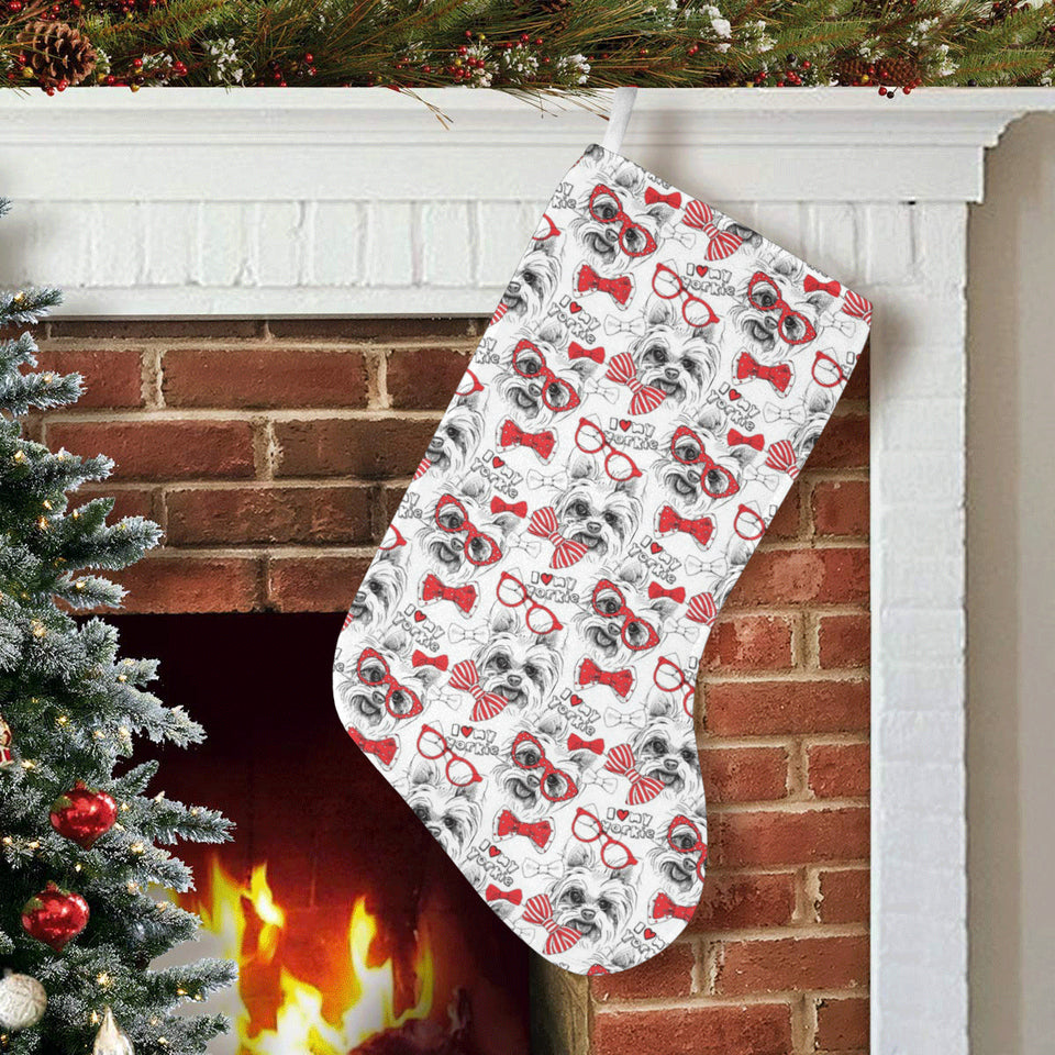 Yorkshire Terrier Pattern Print Design 04 Christmas Stocking