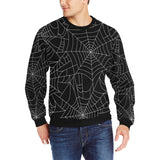 Spider web pattern Black background white cobweb Men's Crew Neck Sweatshirt