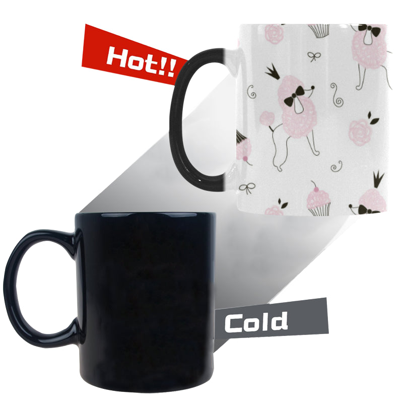 Poodle dog rose cake pattern Morphing Mug Heat Changing Mug