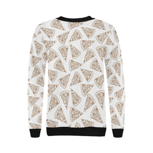 Hand drawn pizza pattern Women's Crew Neck Sweatshirt
