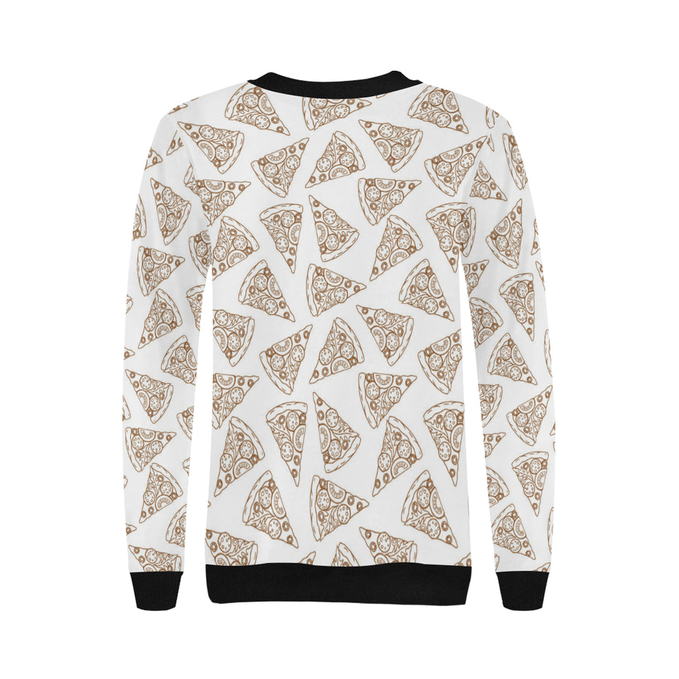 Hand drawn pizza pattern Women's Crew Neck Sweatshirt