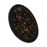 Gold peacock feather pattern Elegant Black Wall Clock