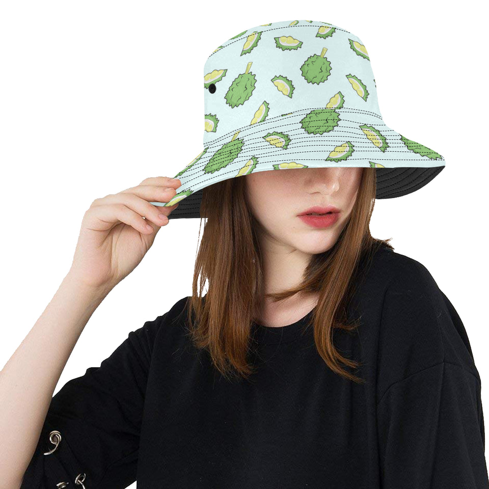 Durian pattern blue background Unisex Bucket Hat