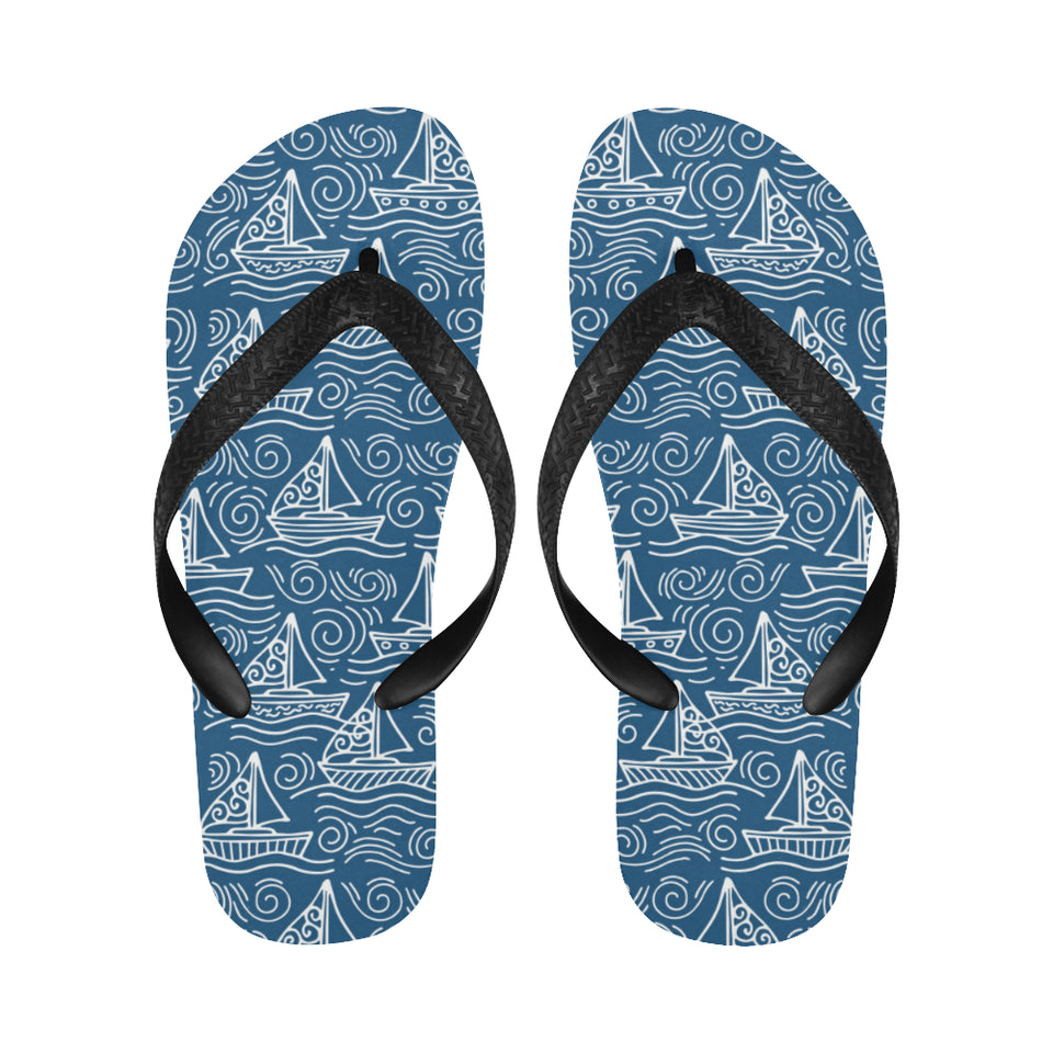 Hand drawn sailboat pattern Unisex Flip Flops