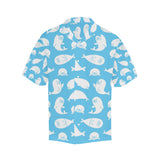 Cute white sea lion seals pattern Men's All Over Print Hawaiian Shirt